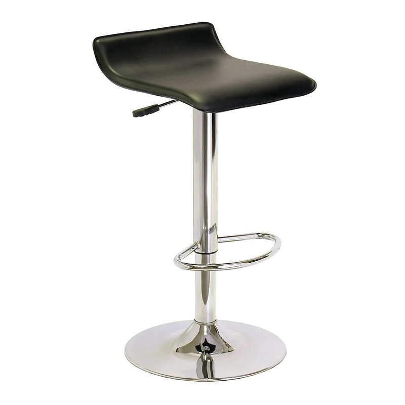 Winsome Single Airlift Swivel Stool with Black Faux Leather Seat