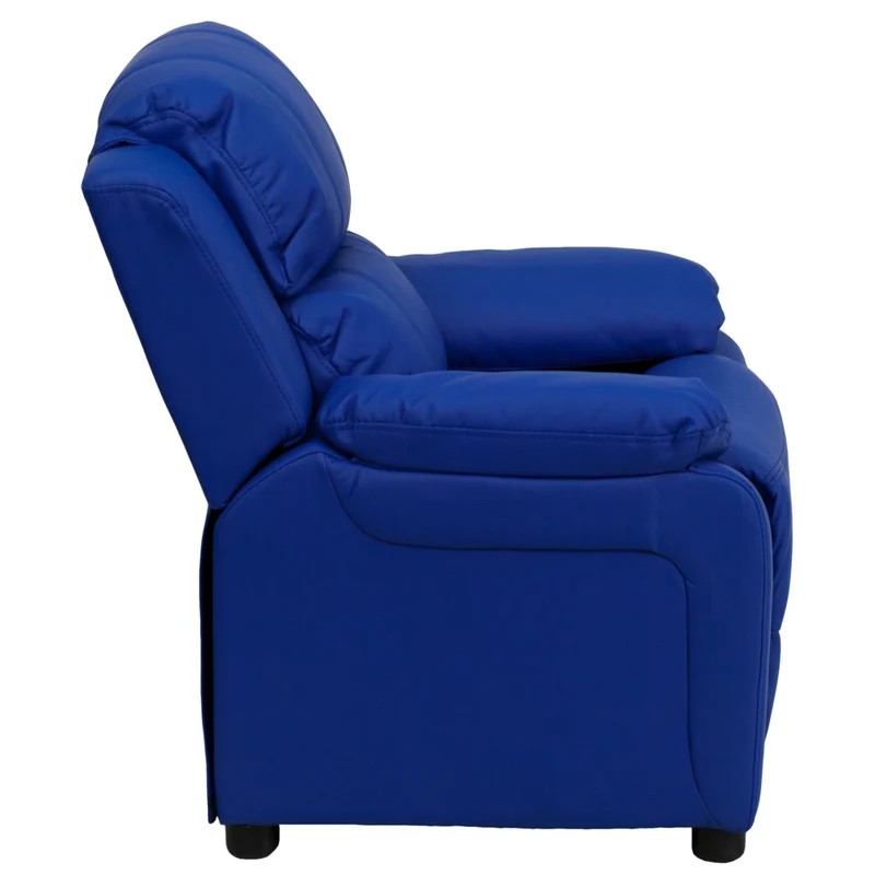 Flash Furniture – Fauteuil en vinyle inclinable pour enfant avec espace de rangement, style contemporain, bleu