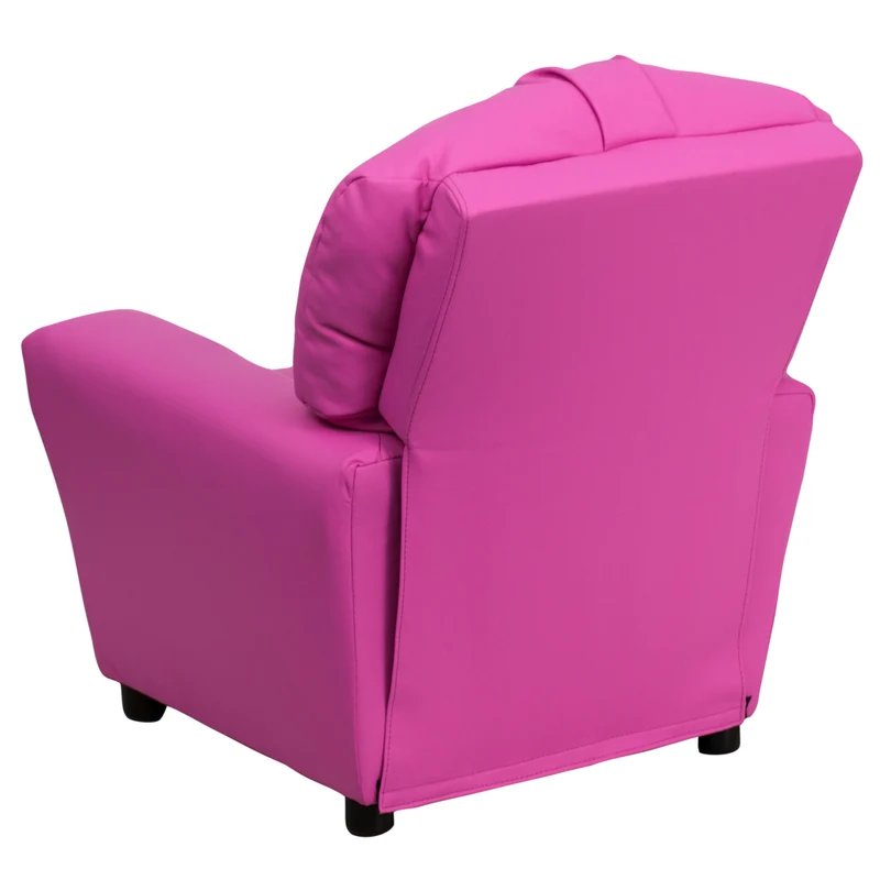 Flash Furniture – Fauteuil inclinable pour enfants en vinyle contemporain avec porte-gobelet et appuie-tête, rose vif