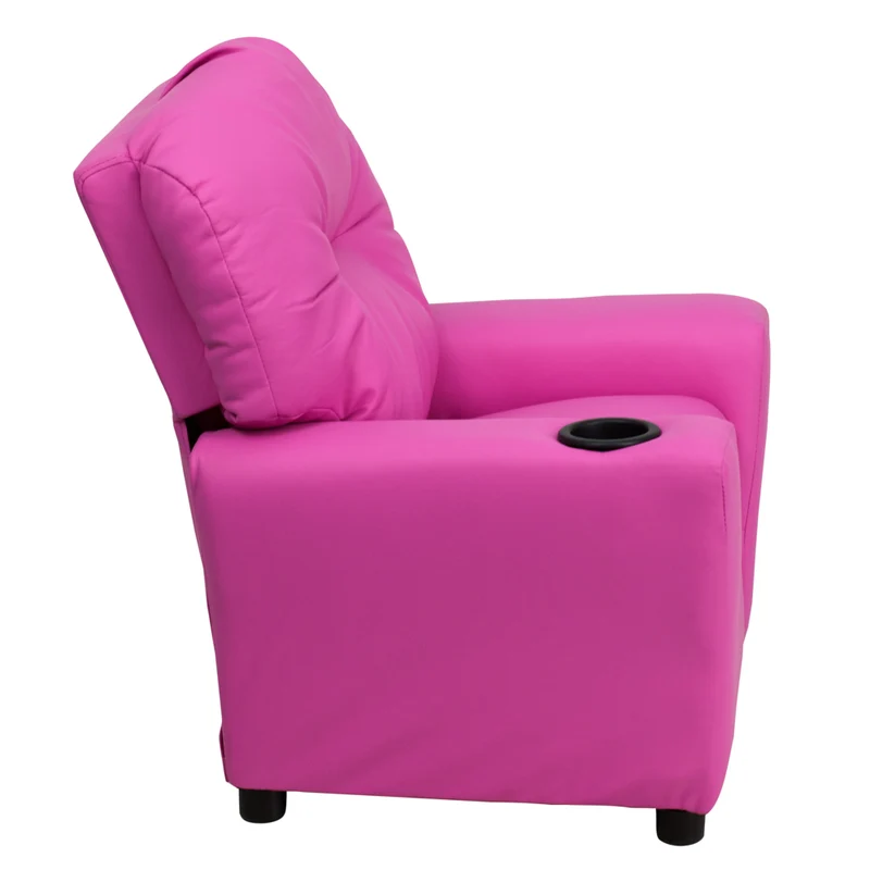 Flash Furniture – Fauteuil inclinable pour enfants en vinyle contemporain avec porte-gobelet et appuie-tête, rose vif