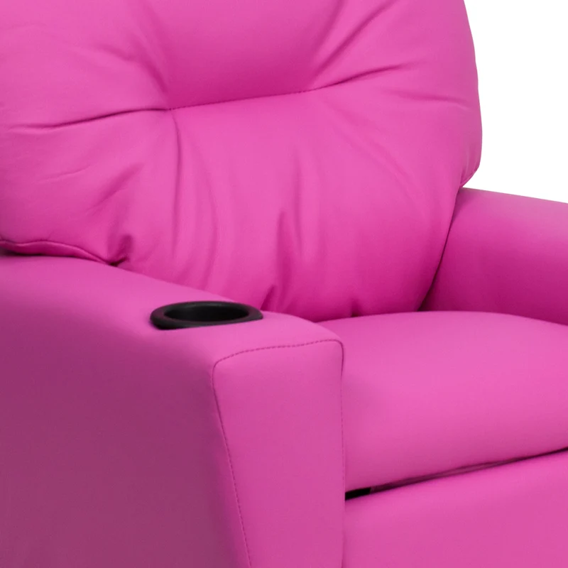 Flash Furniture – Fauteuil inclinable pour enfants en vinyle contemporain avec porte-gobelet et appuie-tête, rose vif