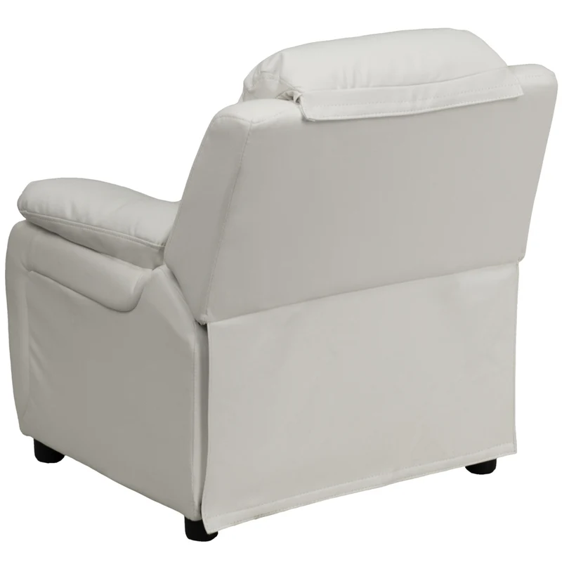 Flash Furniture – Fauteuil inclinable moderne de luxe pour enfants, vinyle, très rembourré, rangement dans les accoudoirs, blanc