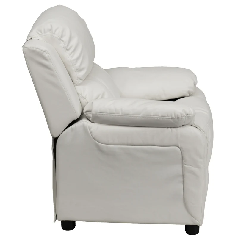 Flash Furniture – Fauteuil inclinable moderne de luxe pour enfants, vinyle, très rembourré, rangement dans les accoudoirs, blanc