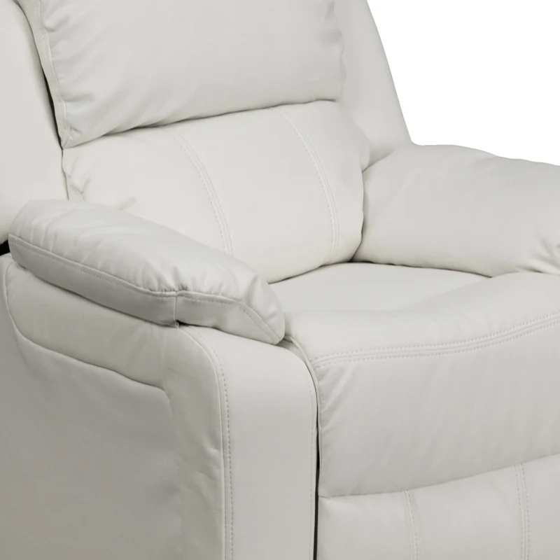 Flash Furniture – Fauteuil inclinable moderne de luxe pour enfants, vinyle, très rembourré, rangement dans les accoudoirs, blanc