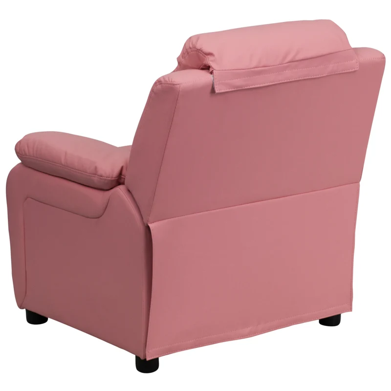 Flash Furniture – Fauteuil en vinyle inclinable pour enfant avec espace de rangement, style contemporain, rose