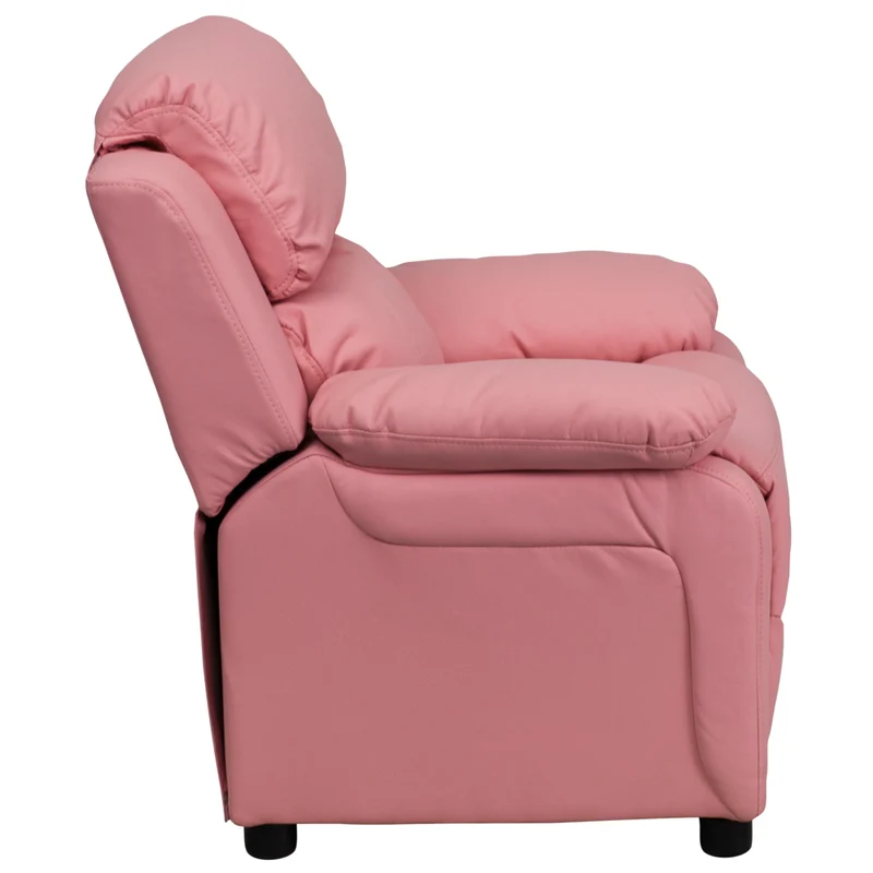 Flash Furniture – Fauteuil en vinyle inclinable pour enfant avec espace de rangement, style contemporain, rose