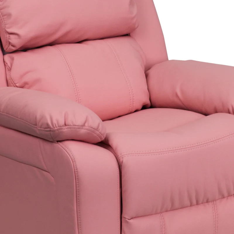 Flash Furniture – Fauteuil en vinyle inclinable pour enfant avec espace de rangement, style contemporain, rose