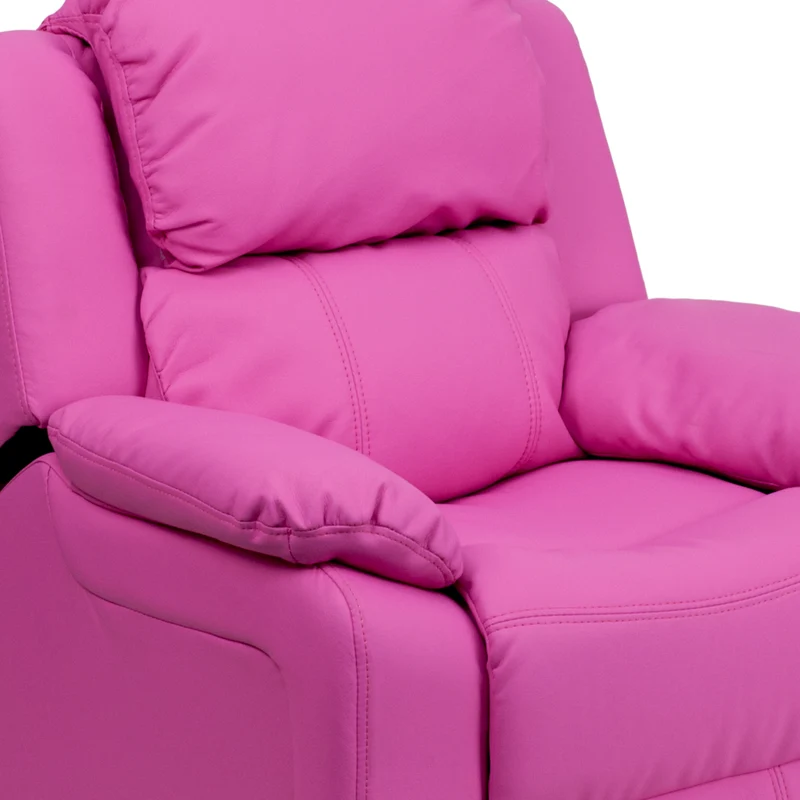 Flash Furniture – Fauteuil en vinyle inclinable pour enfant avec espace de rangement, style contemporain, rose vibrant