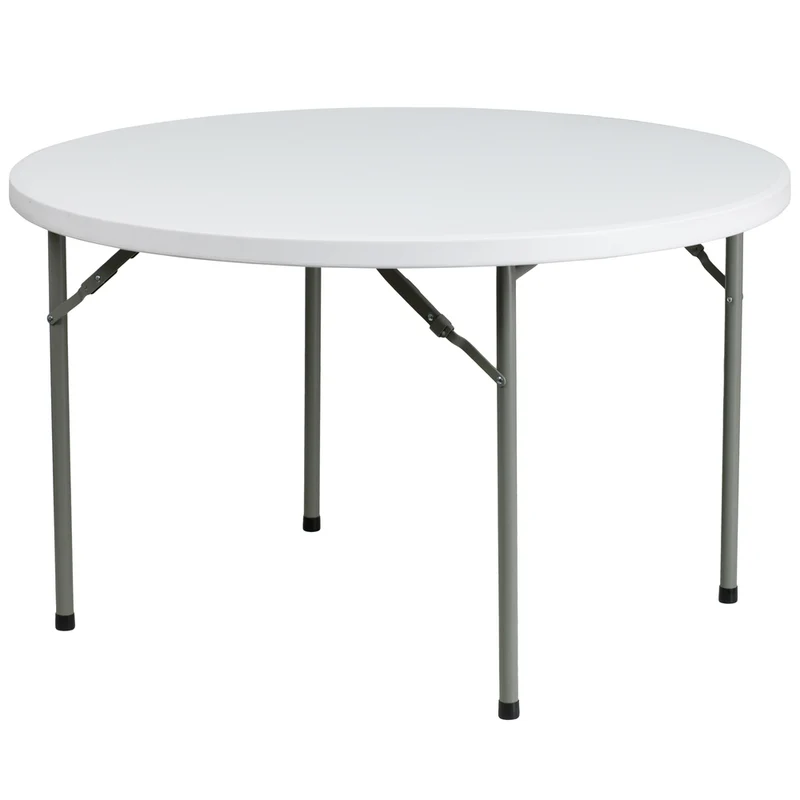 Flash Furniture 48"Dia Granite Plastic Folding Table - Round - White