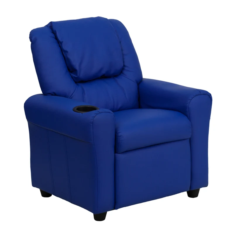 Flash Furniture – Fauteuil inclinable pour enfants en vinyle contemporain avec porte-gobelet et appuie-tête, bleu