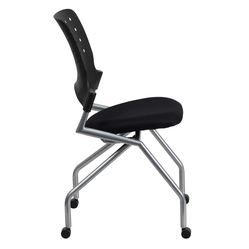 Flash Furniture – Chaises empilables mobiles en tissu rembourré, noir, 2/paquet