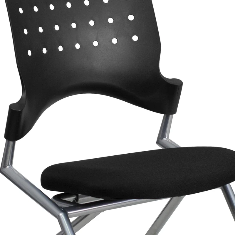Flash Furniture – Chaises empilables mobiles en tissu rembourré, noir, 2/paquet