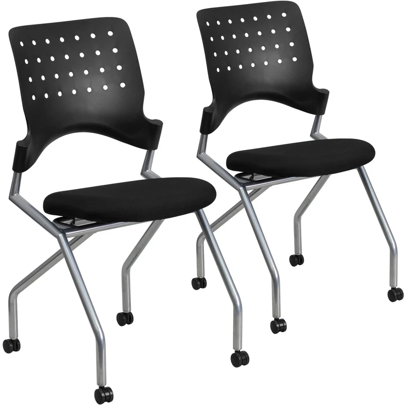 Flash Furniture HERCULES Series Ladder Back Mahogany Wood Restaurant Chair - Black Vinyl Seat - 2 Pack