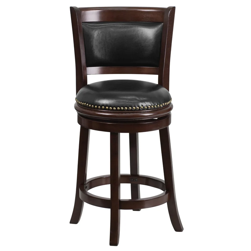 Flash Furniture – Tabouret en cuir à hauteur de comptoir (25 po) avec dossier à panneau, noir/cappuccino