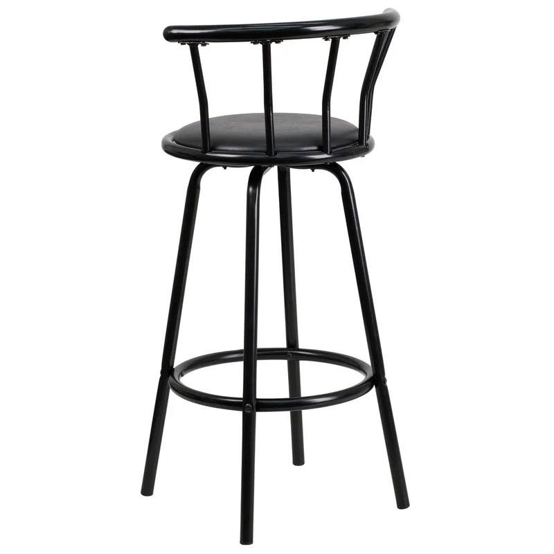 Flash Furniture – Tabouret de bar en vinyle avec dossier couronne, 30 po, noir