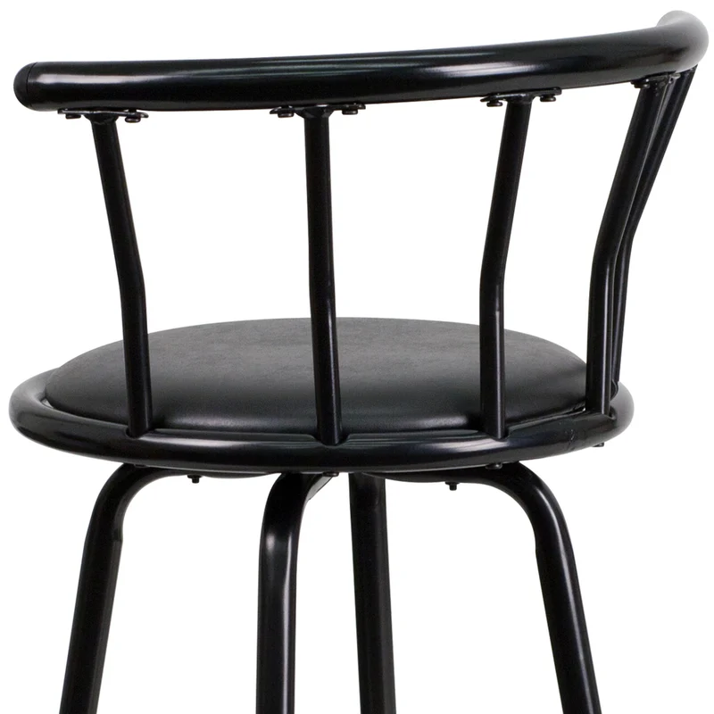 Flash Furniture – Tabouret de bar en vinyle avec dossier couronne, 30 po, noir