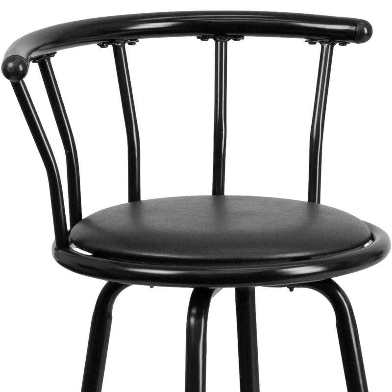 Flash Furniture – Tabouret de bar en vinyle avec dossier couronne, 30 po, noir