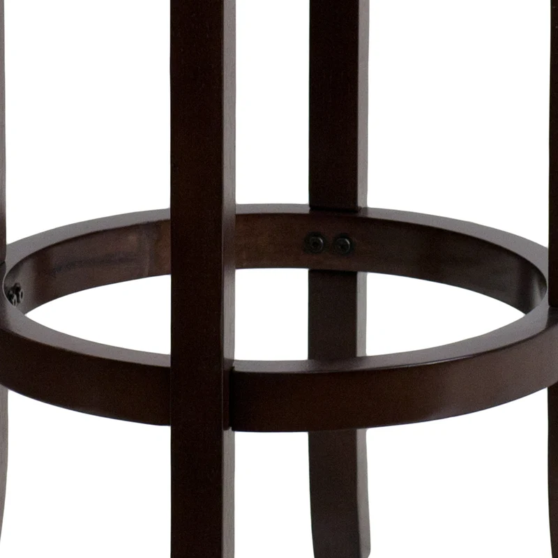 Flash Furniture 29" High Backless Wood Barstool with Carved Apron & Black Leather Swivel Seat - Cappuccino