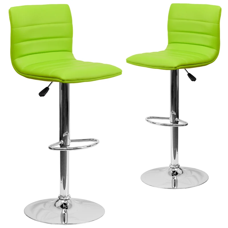 Flash Furniture – Tabouret de bar ajustable en vinyle avec base chromée, 16 x 19 po, vert