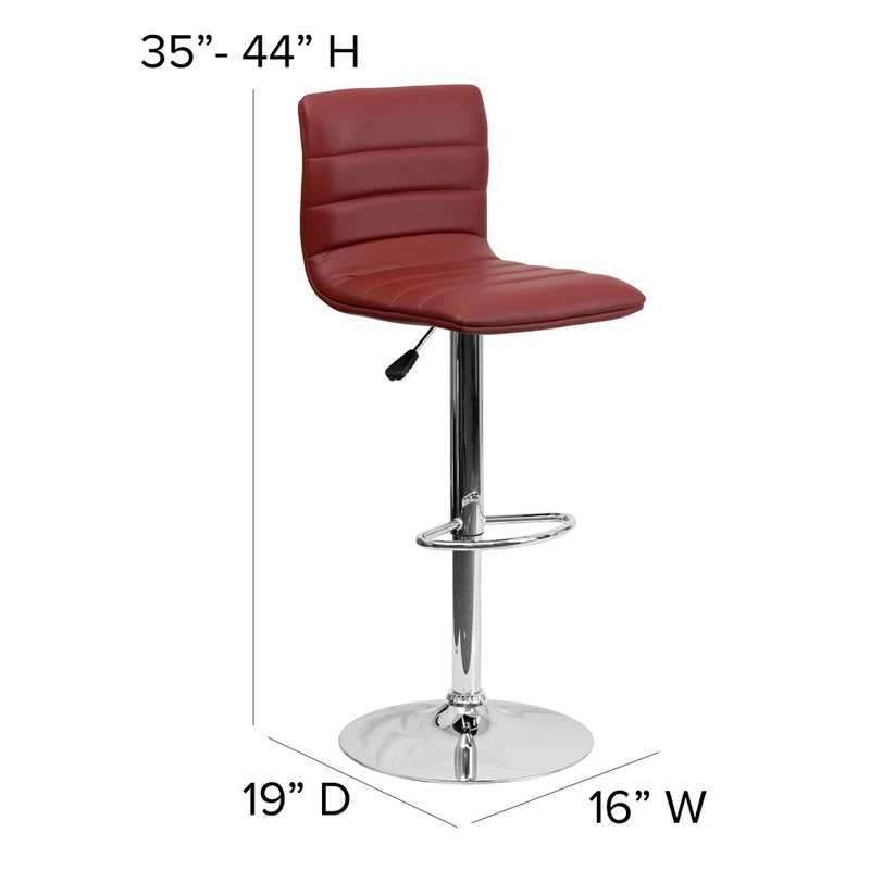 Flash Furniture – Tabouret de bar en vinyle de 16 x 19 po avec base chromée, hauteur réglable, bourgogne