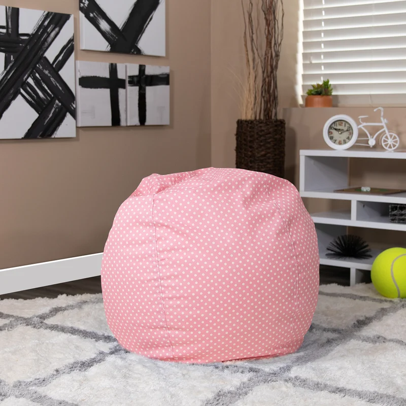 Flash Furniture – Fauteuil poire pour enfants en coton brossé, petit pois, rose pâle