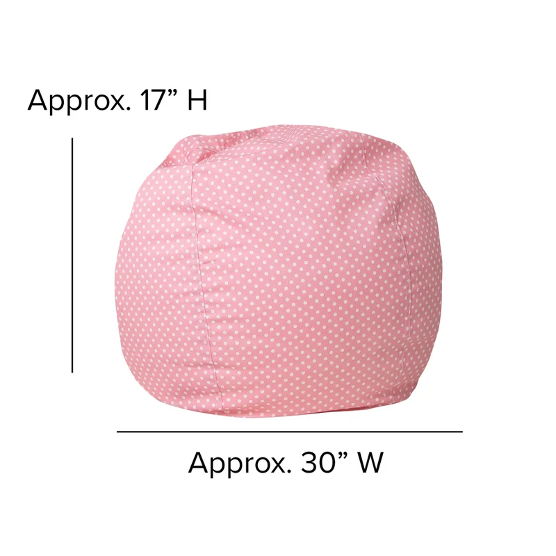 Flash Furniture – Fauteuil poire pour enfants en coton brossé, petit pois, rose pâle
