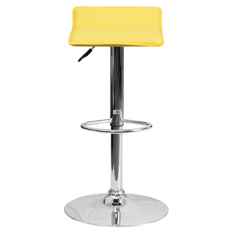 Flash Furniture – Tabouret de bar ajustable en vinyle avec base chromée, 15 x 15 po, jaune