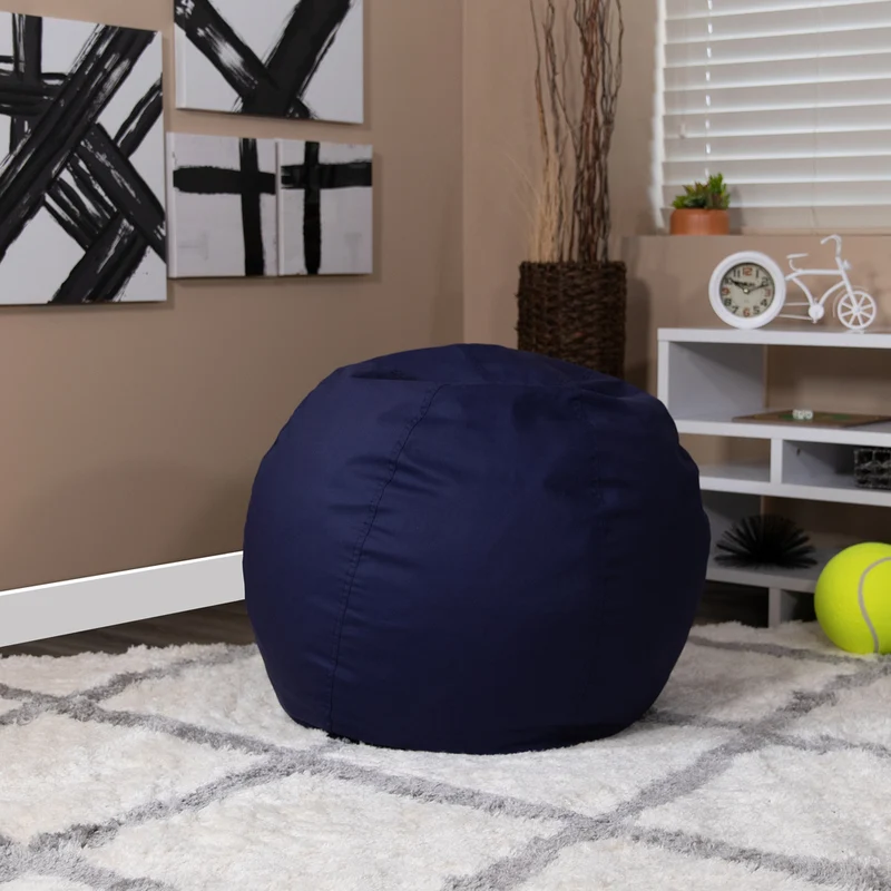Flash Furniture – Fauteuil poire solide pour enfants, petit, croisé de coton, bleu marine