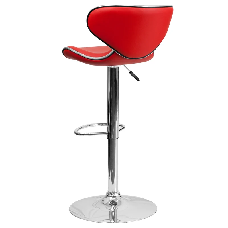Flash Furniture 17 1/2" x 17 1/2" Cozy Mid-Back Vinyl Adjustable Bar Stool W/Chrome Base, Red, 2 Pack
