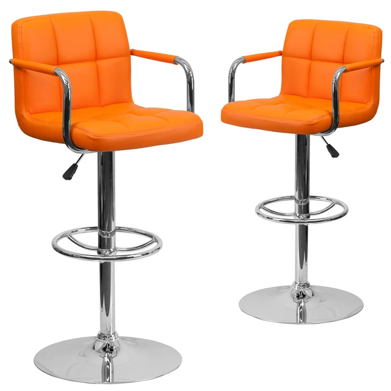 Flash Furniture – Tabouret de bar à hauteur ajustable de 20 x 18 po en vinyle, orange