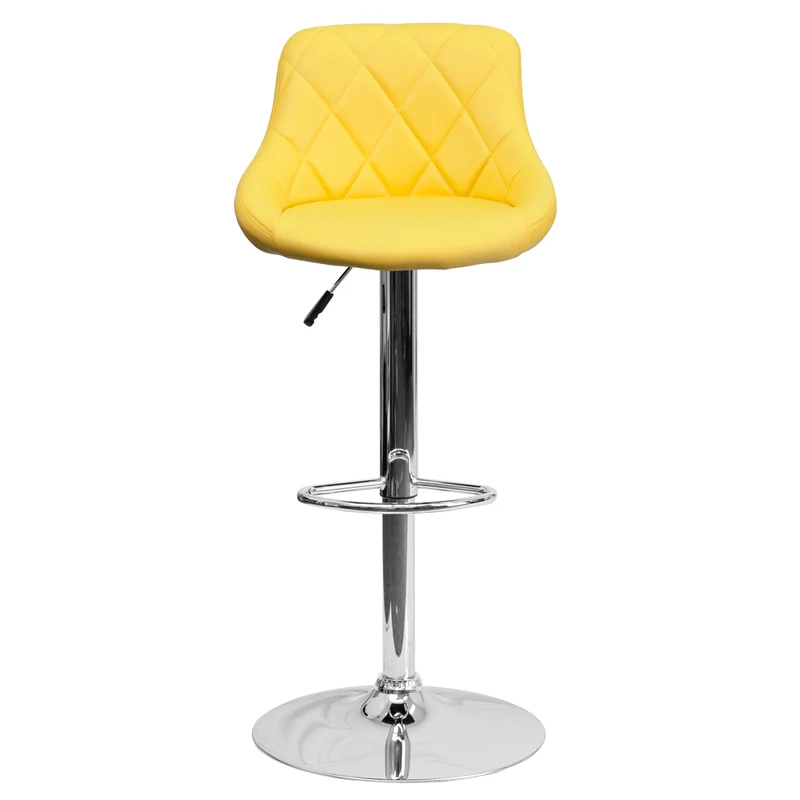 Flash Furniture – Tabouret de bar de 18 1/2 x 19 po en vinyle avec base chromée, hauteur réglable, jaune