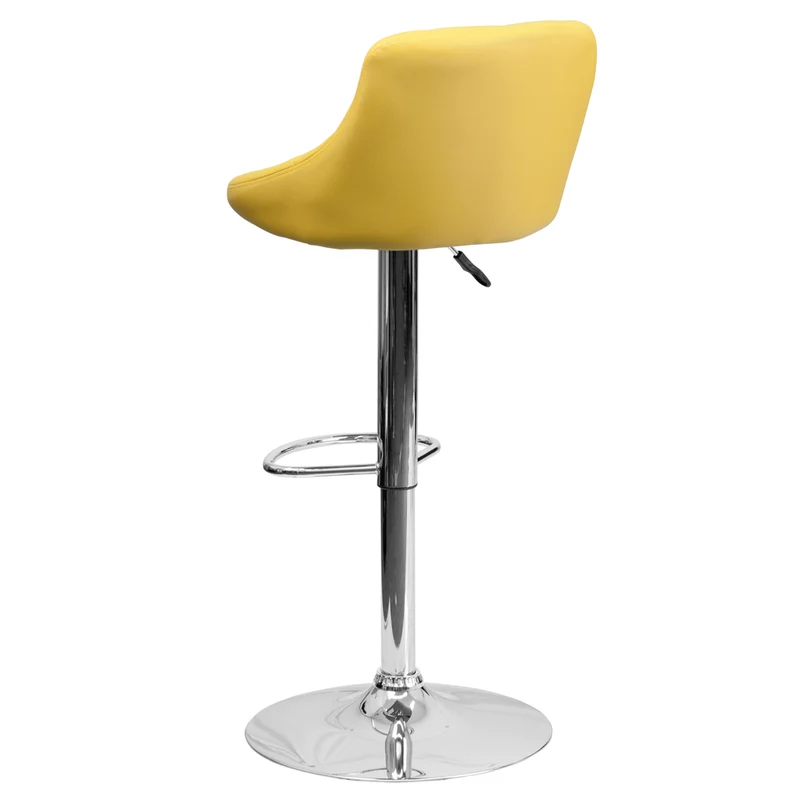 Flash Furniture – Tabouret de bar de 18 1/2 x 19 po en vinyle avec base chromée, hauteur réglable, jaune