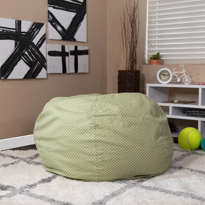 Flash Furniture – Fauteuil poire surdimensionné en coton brossé à pois, vert