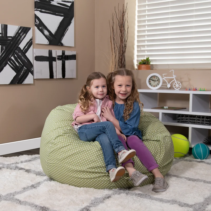 Flash Furniture – Fauteuil poire surdimensionné en coton brossé à pois, vert