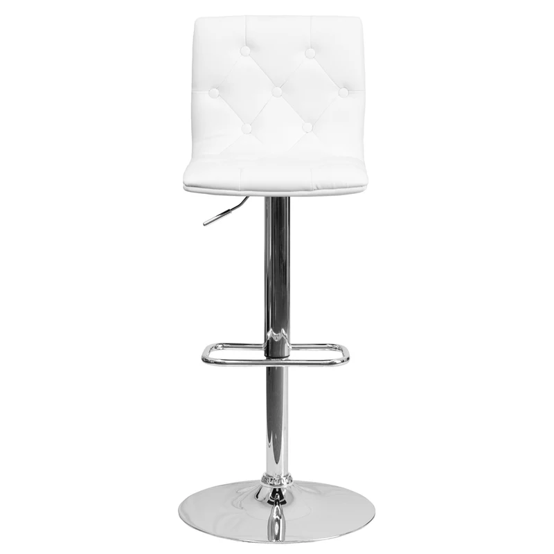 Flash Furniture – Tabouret de bar ajustable en vinyle avec base chromée, 15 1/2 x 18 po, blanc