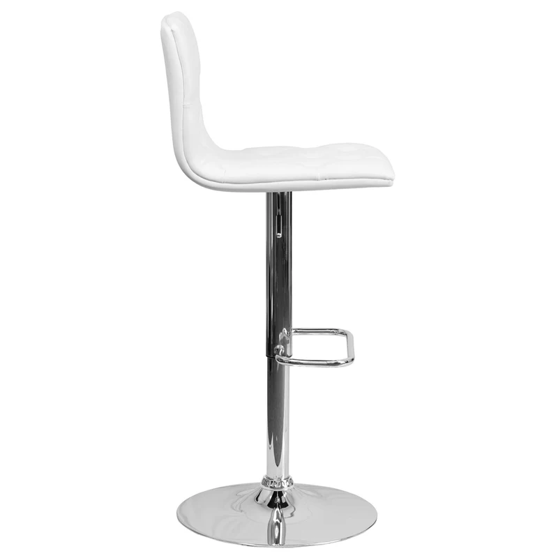 Flash Furniture – Tabouret de bar ajustable en vinyle avec base chromée, 15 1/2 x 18 po, blanc