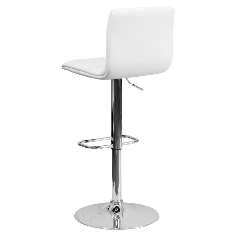 Flash Furniture – Tabouret de bar ajustable en vinyle avec base chromée, 15 1/2 x 18 po, blanc