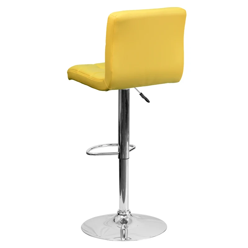 Flash Furniture 17 1/2" x 18" Quilted Vinyl Adjustable Height Bar Stool W/Chrome Base, Yellow, 2 Pack
