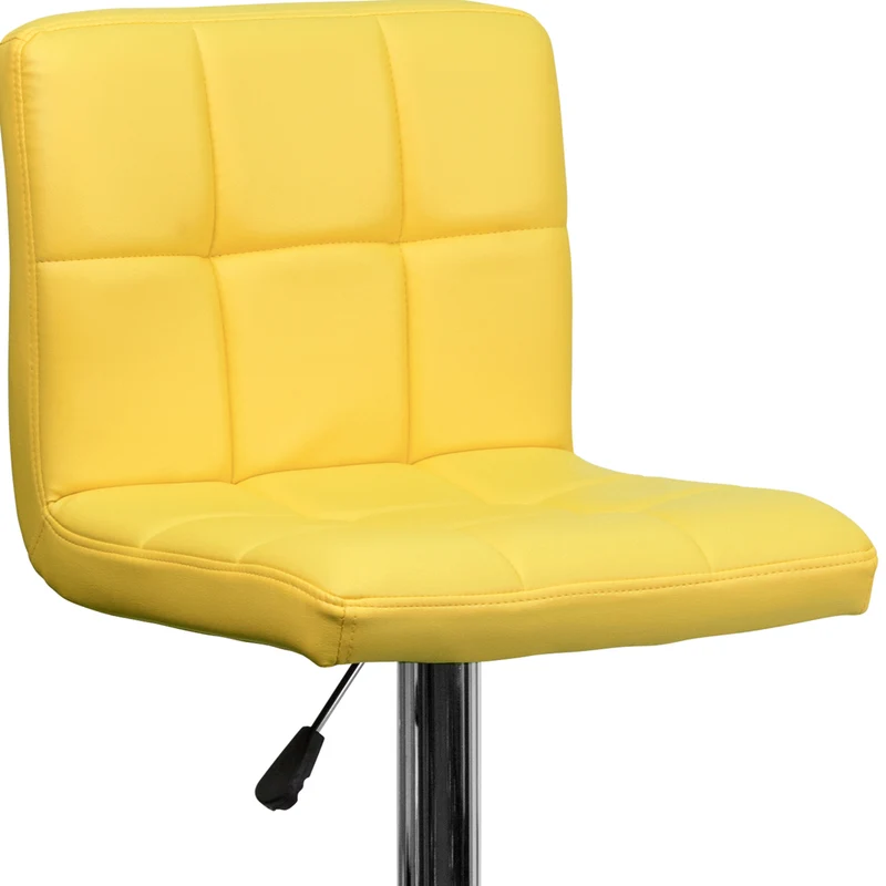 Flash Furniture 17 1/2" x 18" Quilted Vinyl Adjustable Height Bar Stool W/Chrome Base, Yellow, 2 Pack