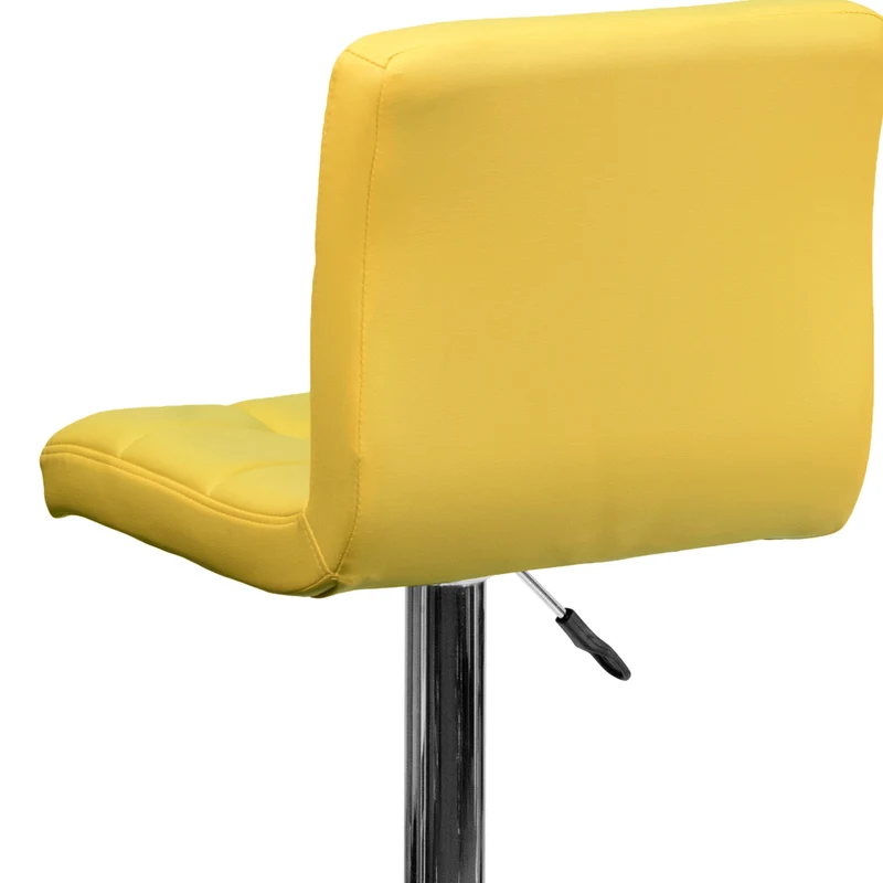 Flash Furniture 17 1/2" x 18" Quilted Vinyl Adjustable Height Bar Stool W/Chrome Base, Yellow, 2 Pack