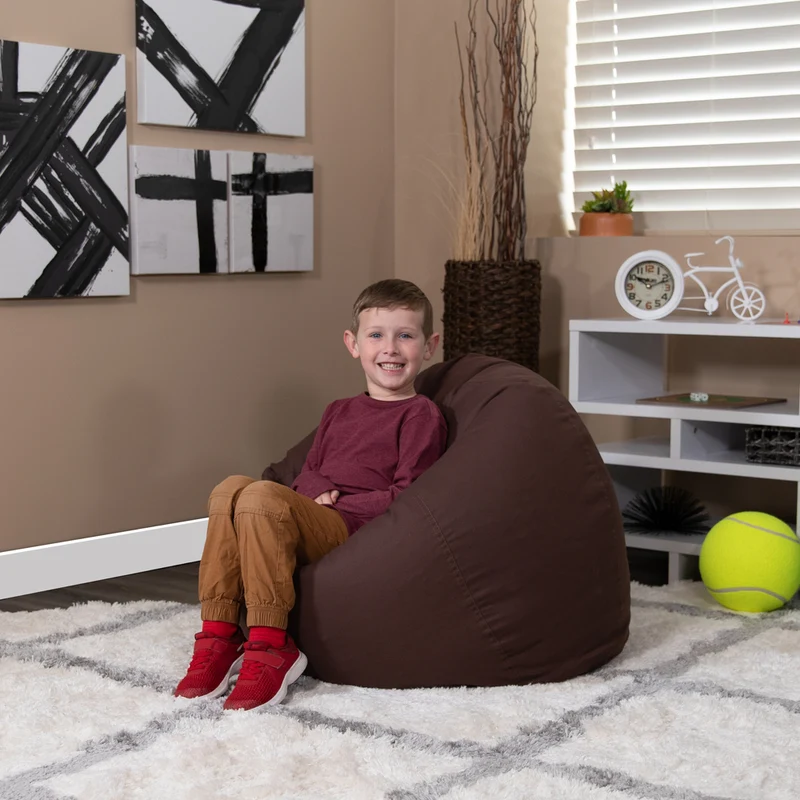Flash Furniture – Fauteuil poire pour enfants en coton brossé, brun