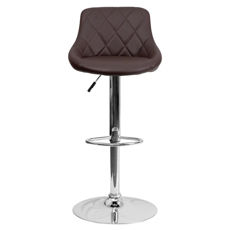 Flash Furniture - Tabouret à hauteur réglable 18 1/2 po x 19 po, assise en vinyle et base chromée, brun