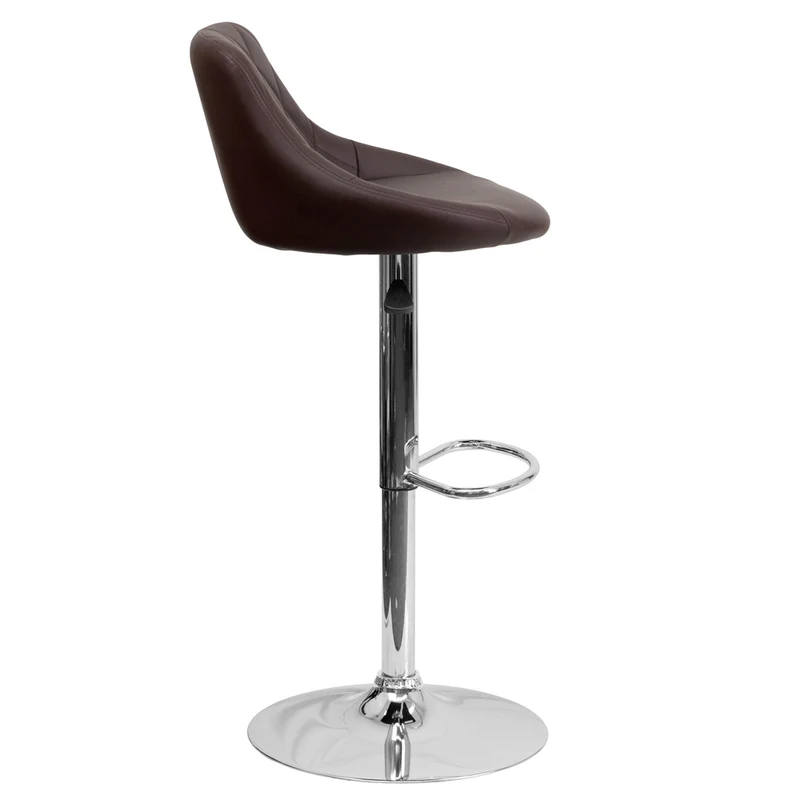 Flash Furniture - Tabouret à hauteur réglable 18 1/2 po x 19 po, assise en vinyle et base chromée, brun