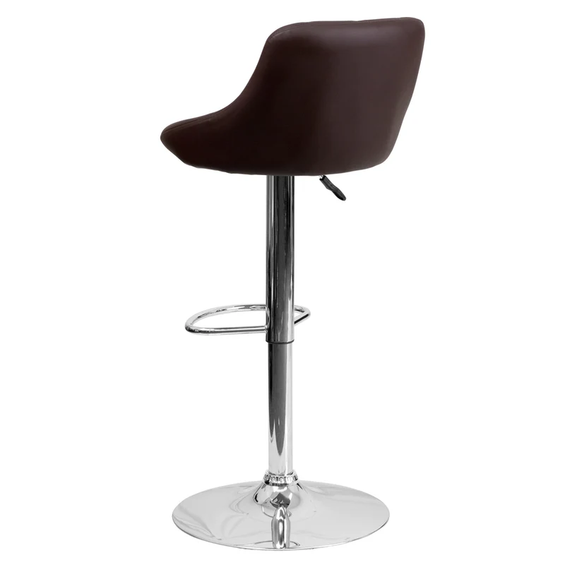 Flash Furniture - Tabouret à hauteur réglable 18 1/2 po x 19 po, assise en vinyle et base chromée, brun
