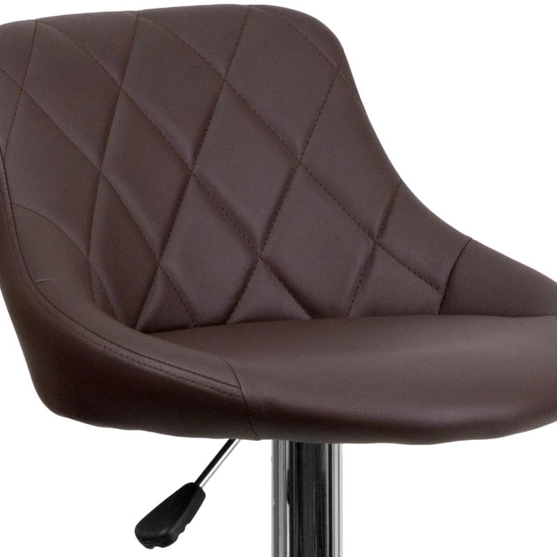 Flash Furniture - Tabouret à hauteur réglable 18 1/2 po x 19 po, assise en vinyle et base chromée, brun