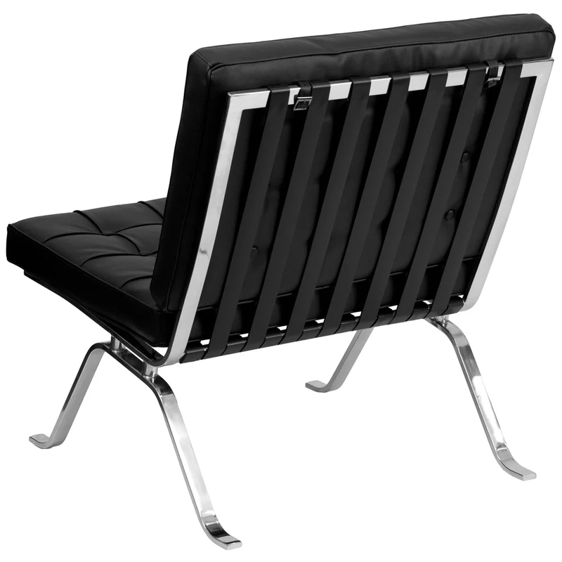 Flash Furniture HERCULES Flash Series Black Leather Lounge Chair with Curved Legs