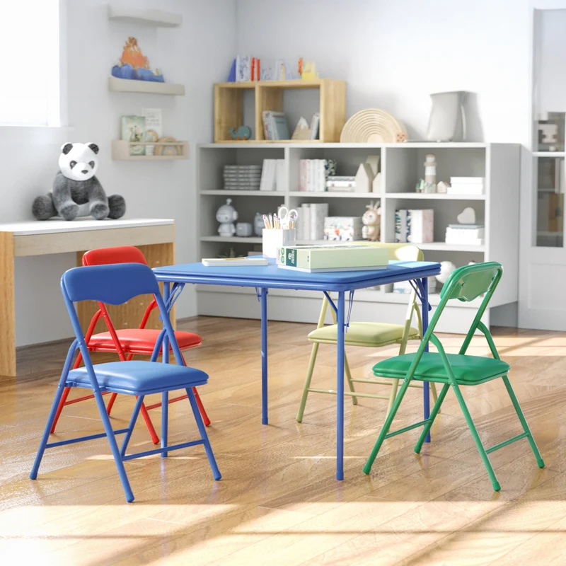 Flash Furniture – Ensemble coloré 5 pièces de 20 1/4 (po) pour enfants avec table pliante et chaise, bleu/vert/rouge/jaune