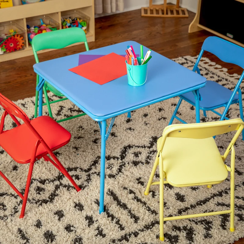 Flash Furniture – Ensemble coloré 5 pièces de 20 1/4 (po) pour enfants avec table pliante et chaise, bleu/vert/rouge/jaune