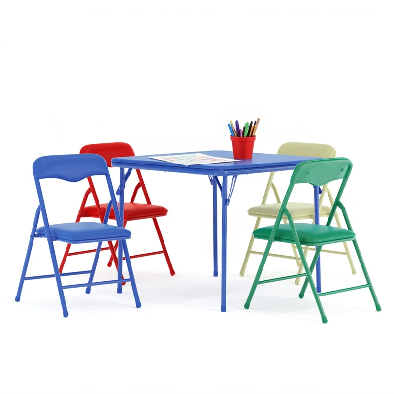 Flash Furniture – Ensemble coloré 5 pièces de 20 1/4 (po) pour enfants avec table pliante et chaise, bleu/vert/rouge/jaune