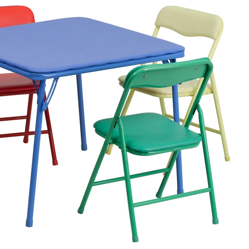 Flash Furniture – Ensemble coloré 5 pièces de 20 1/4 (po) pour enfants avec table pliante et chaise, bleu/vert/rouge/jaune
